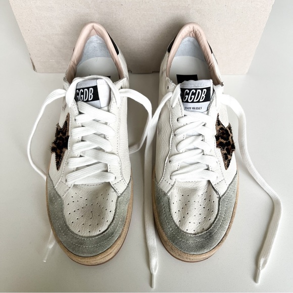 Golden Goose Ballstar Sneakers w/ Leopard-Print Star and Black Leather Heel Tab - Picture 6 of 10